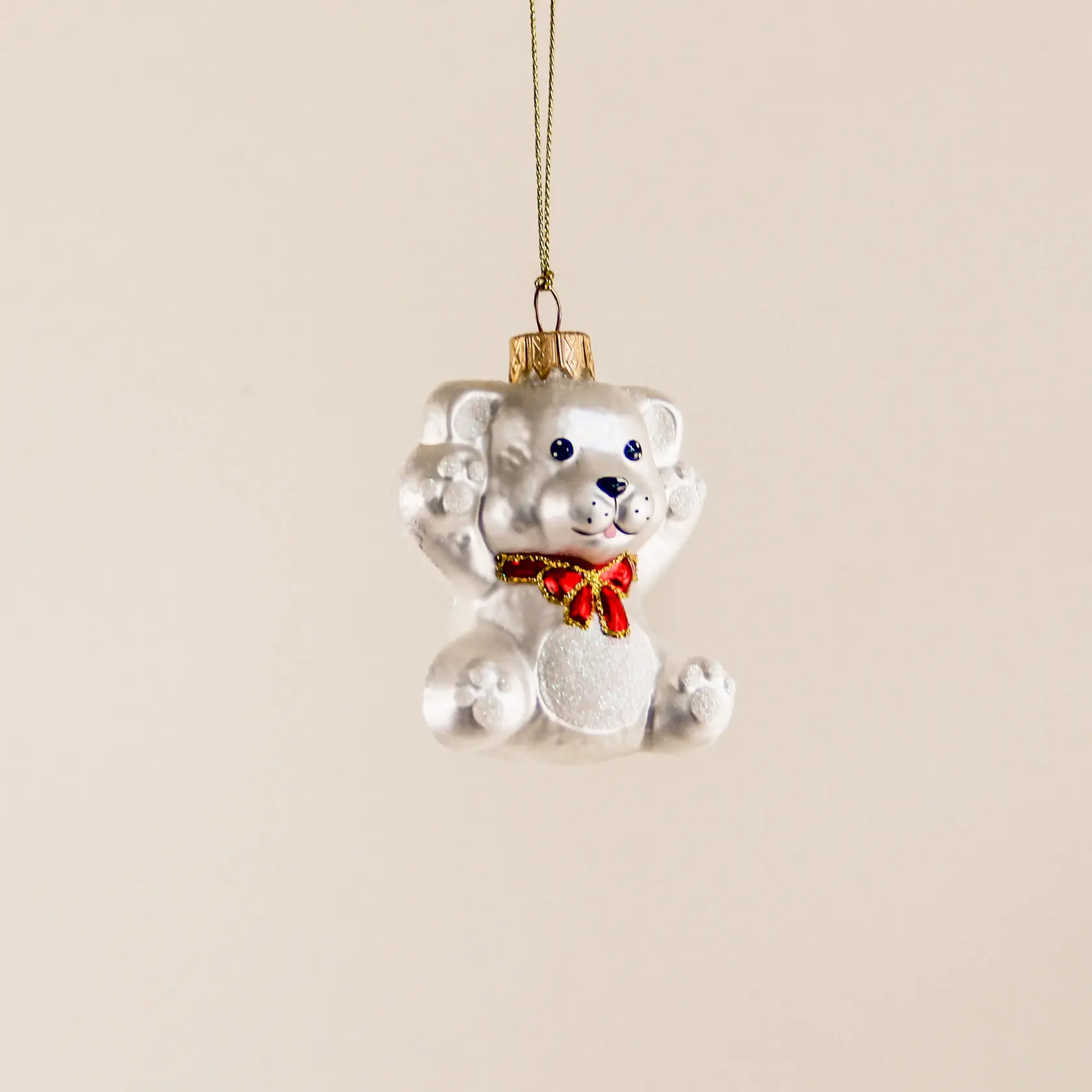 Елочная игрушка Медвежонок сидячий, стекло, 7 см, А214