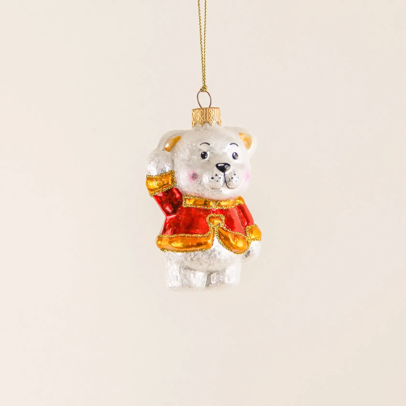 Елочная игрушка Медвежонок в красном, стекло. 8 см, А215