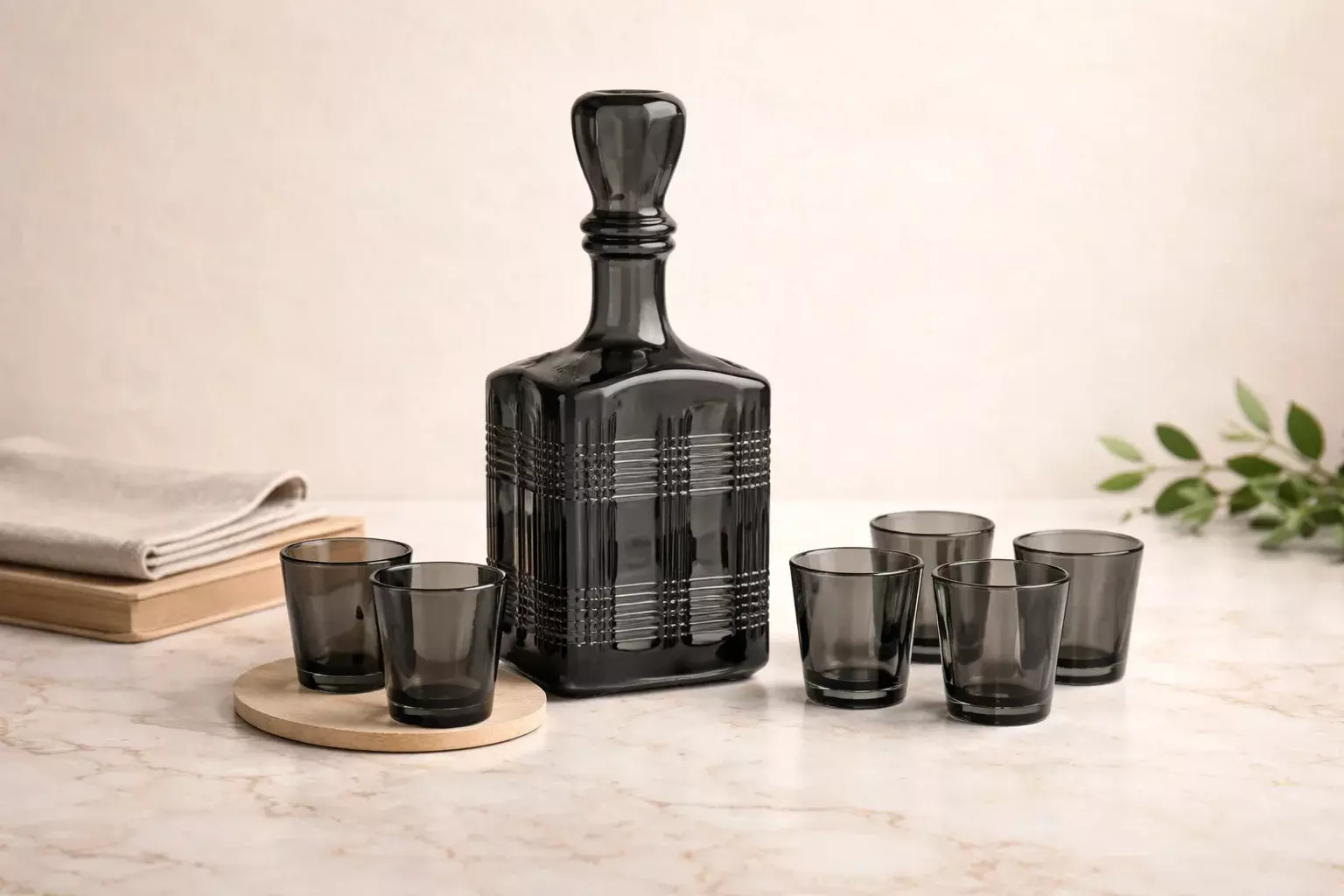 Набор 7 предметов: Графин 500 мл, 6 стопок 50 мл, "Графит", Декостек 1434-Н7