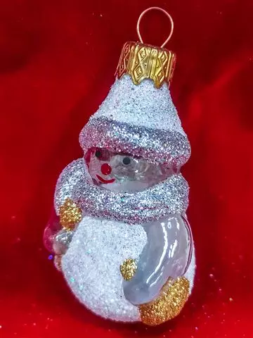 Ёлочное украшение Снеговик с метлой, прозрачная серия, в подарочной упаковке, h-9см