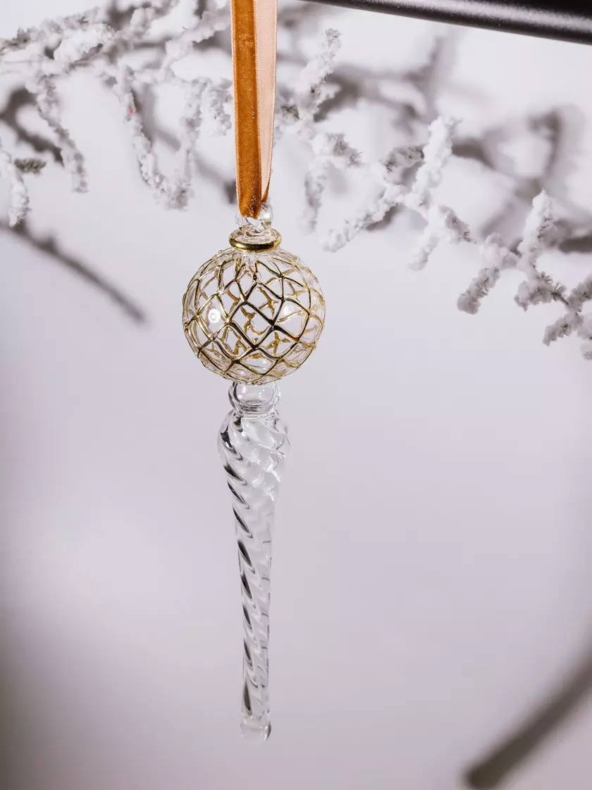 Елочное украшение стекло Волшебство на ветках VNVEG24/1-6