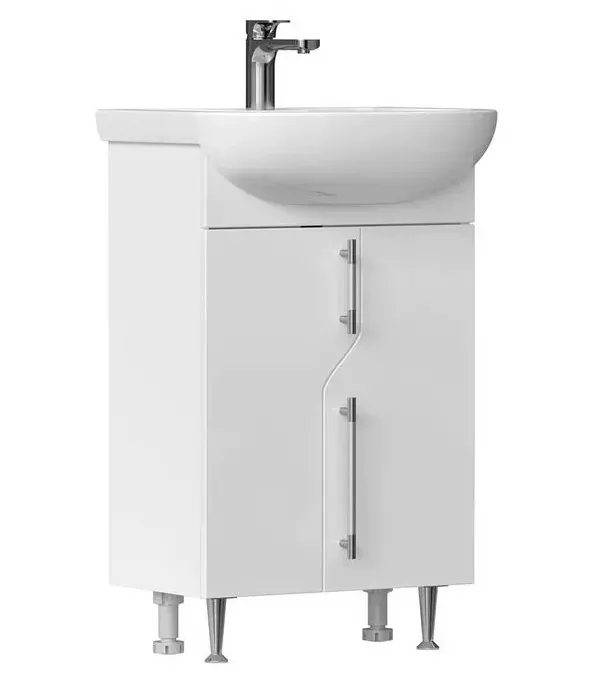 Тумба с раковиной напольная 50 см VOLNA Bruno/Бруно Т5 белый + рак. Рива 50, tnBRUN50.2D.R-01