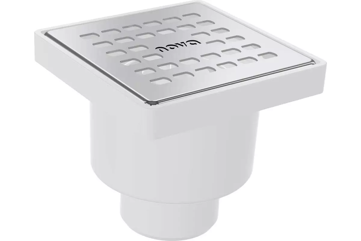 Душевой трап вертикальный 100х100 мм d50 мм решетка нерж. сталь Nova 5066