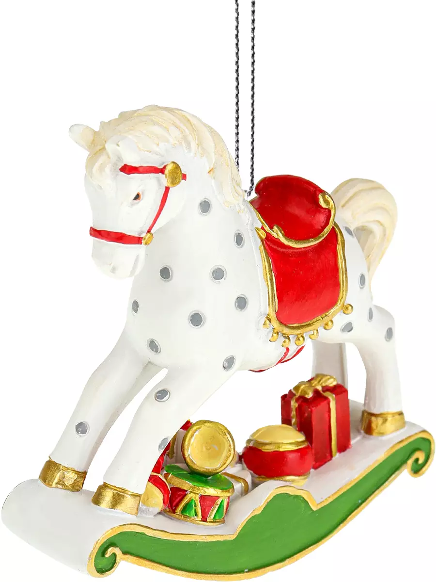 Елочное украшение из полирезины Новогодняя лошадка 8 см НУ-2505