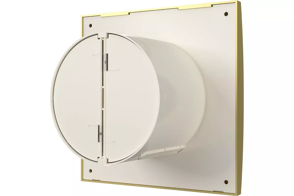 Вентилятор накладной вытяжной осевой AURA 4С champagne (D=100, V=90m3/h), обр. клапан