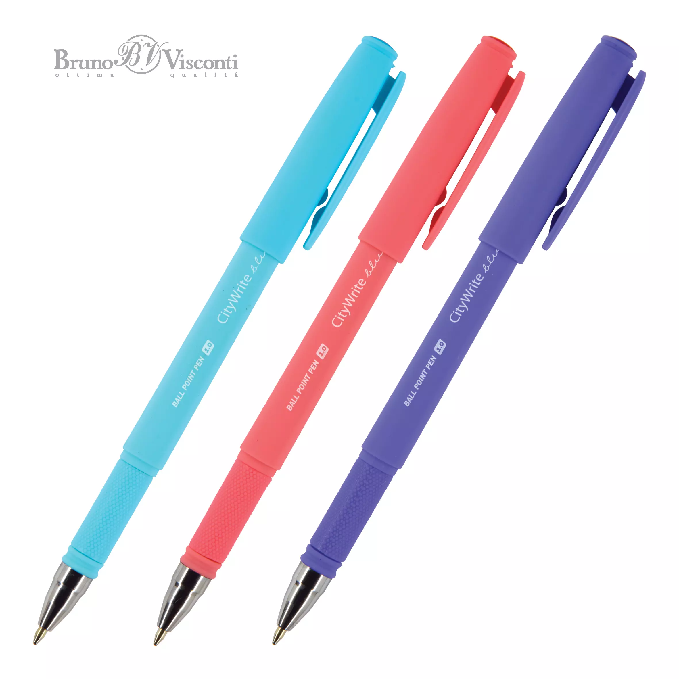Шариковая ручка BrunoVisconti CityWrite.JOY, 1.0 мм, синяя (3 цвета корпуса)