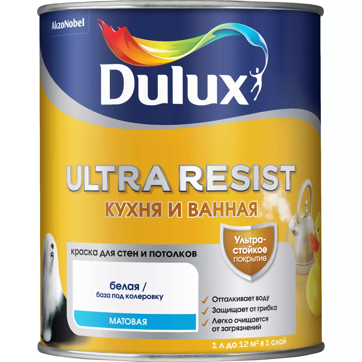 Краска для кухни и ванной Dulux Ultra Resist матовая BC 0,9 л 5757410