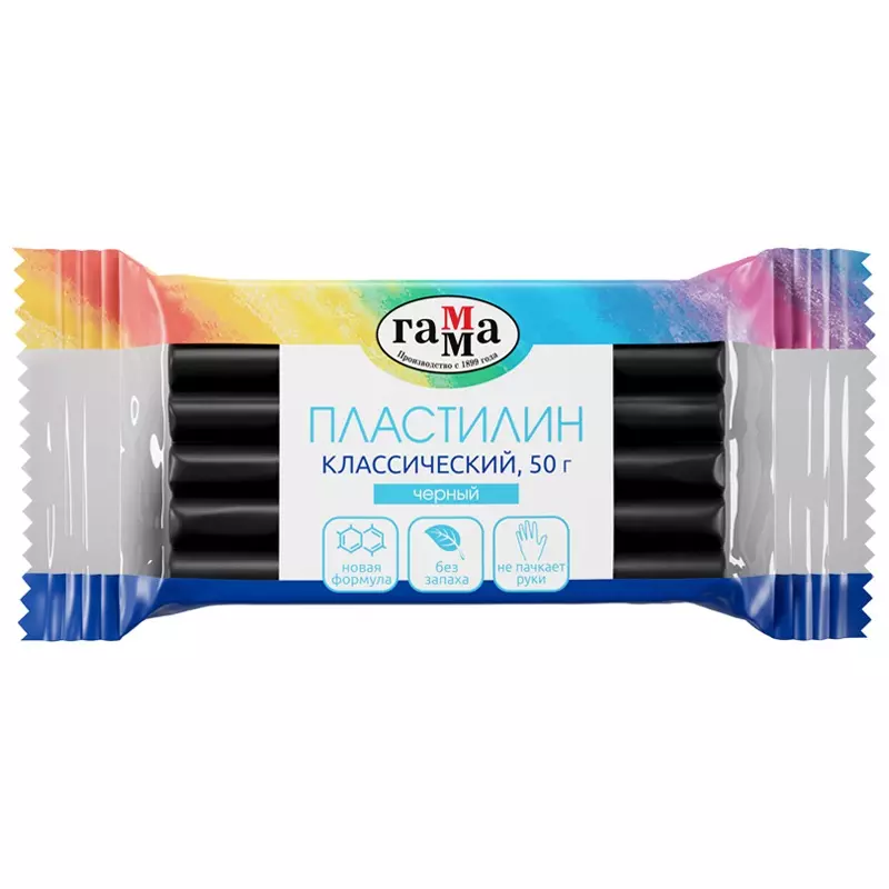 Пластилин Гамма черный 50г &quot;Классический&quot;