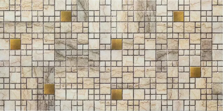 Листовая панель ПВХ Мозаика Мрамор с золотом 960х480х0,3 мм