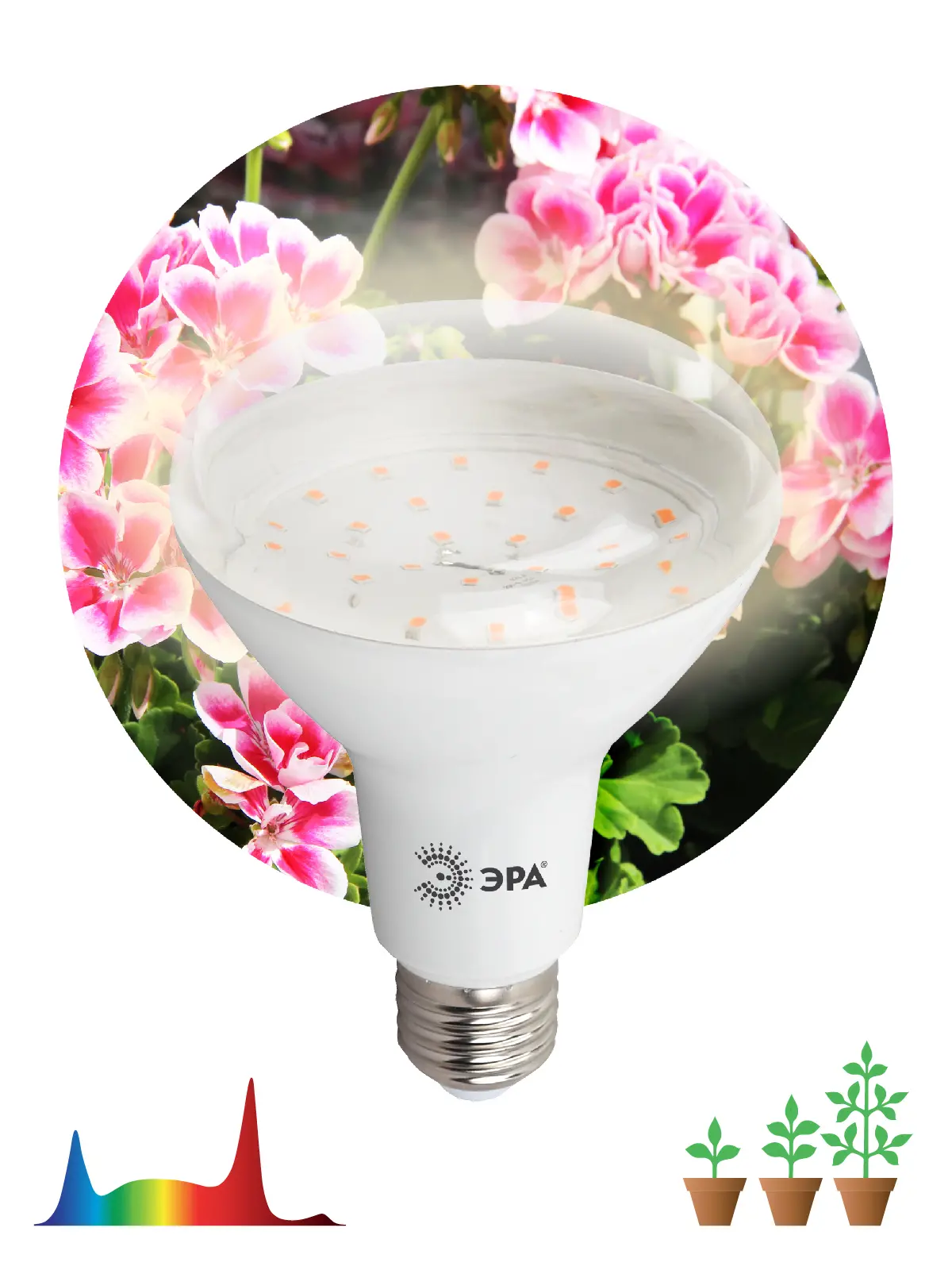 Лампа для растений ЭРА 15W-Ra90-E27