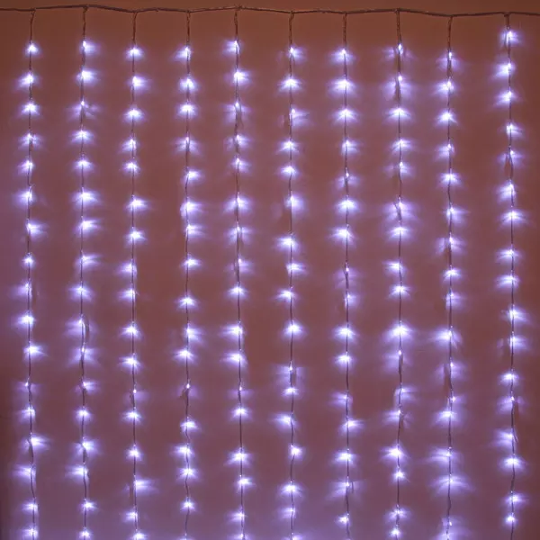 Гирлянда ЗАНАВЕС Водопад ш1,5* в2,5 м 240 ламп LED, прозрач.пров, 8 реж,IP-20, Белый