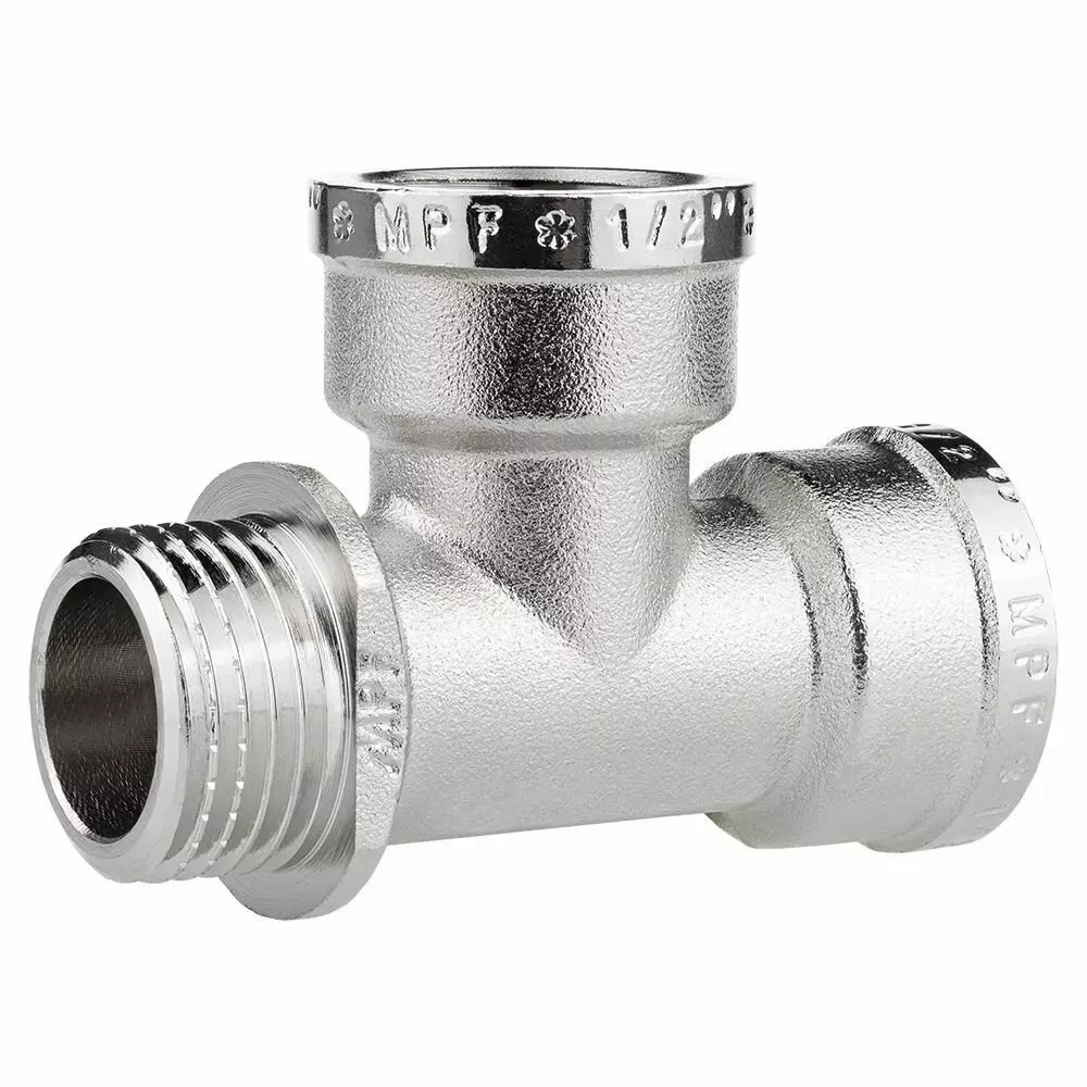Тройник 1/2" ВР/ВР/НР никель с ограничителем MPF, ИС.072794