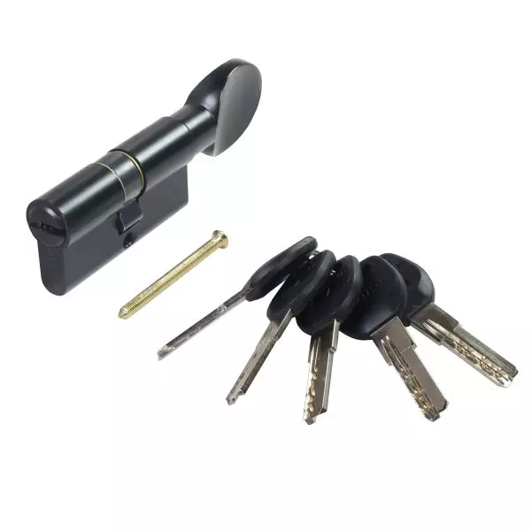 Цилиндровый механизм АЛЛЮР 70 мм (35х35G) HD FG 70-5К черный перф.кл  BLISTER.ключ/завертка