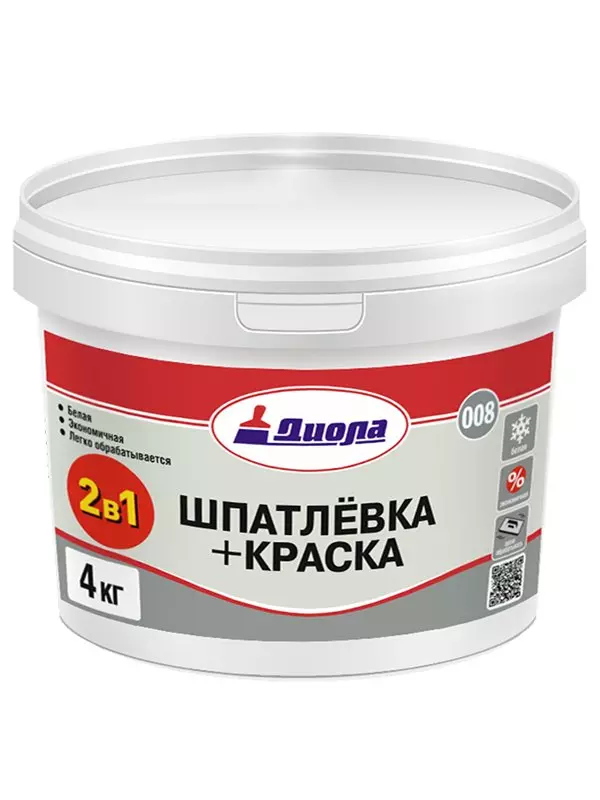 Шпатлевка+ краска, универсальный состав &quot;2 в 1&quot; Д-008 3кг/Евроведро