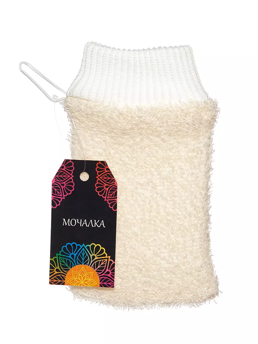 Мочалка варежка, хлопок, 20х11см Eva М4241