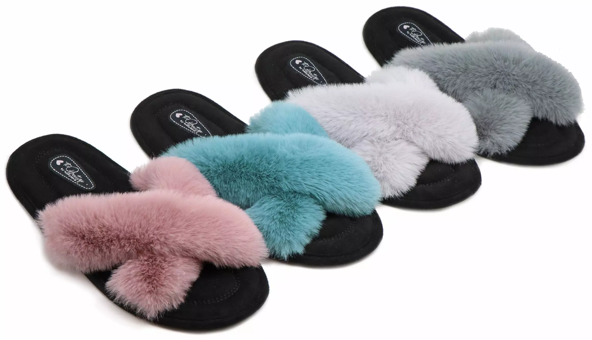 Тапочки женские открытые LuckyLand 4579 W-CH-O серый/белый/голубой/розовый, р-р 39