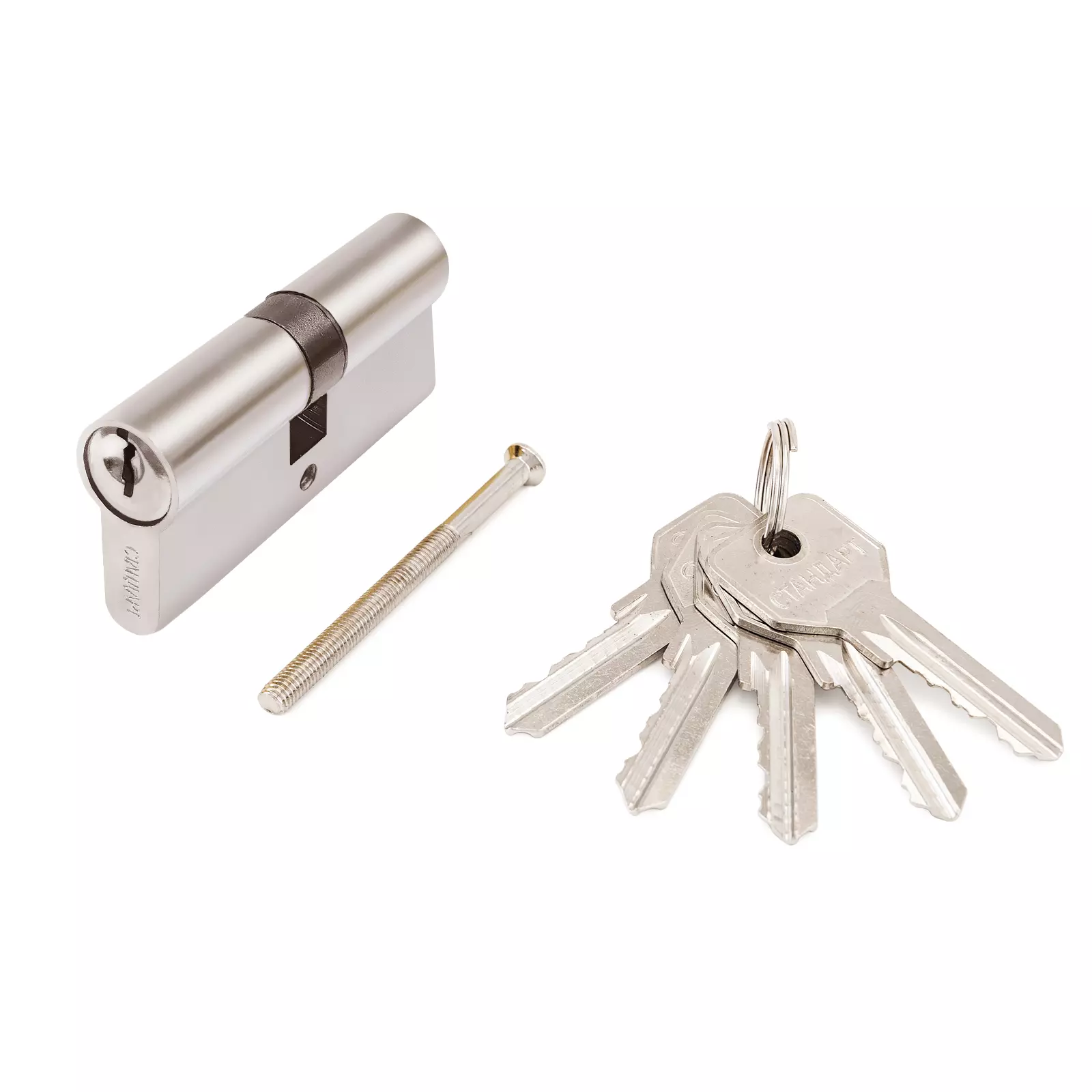 Цилиндровый механизм Стандарт 80 мм (30x10x40) CP хром 5кл англ.ключ/ключ