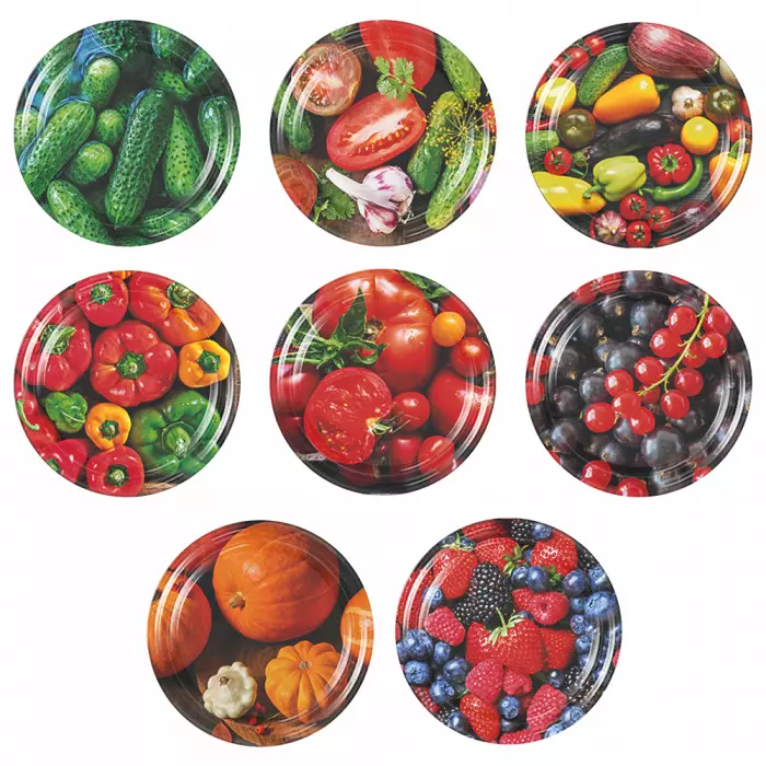 Крышки твист d=82 мм, 20 шт/уп., микс дизайнов «Калейдоскоп», Komfi