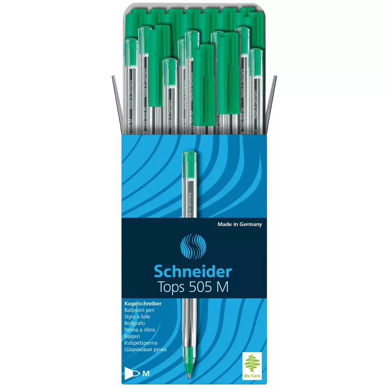 Шариковая ручка Schneider Tops 505 M зеленая, 1,0мм, прозрачный корпус