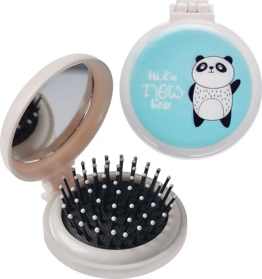 Складная расческа для волос с зеркалом Любознательная панда AS 1603