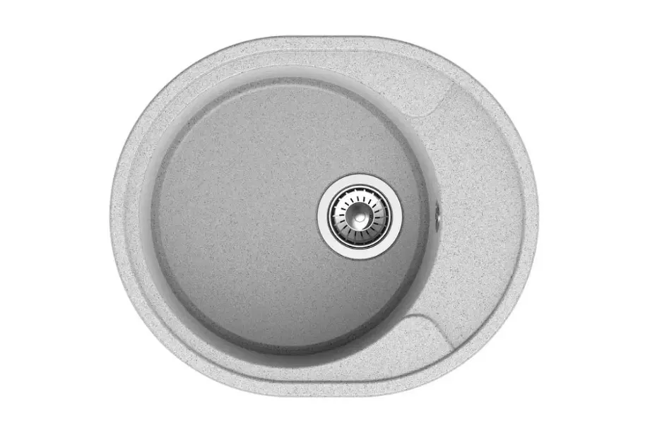 Кварцевая мойка для кухни 57х48х19 см Reflexion Allonge RF0658GR серый, овальная с крылом