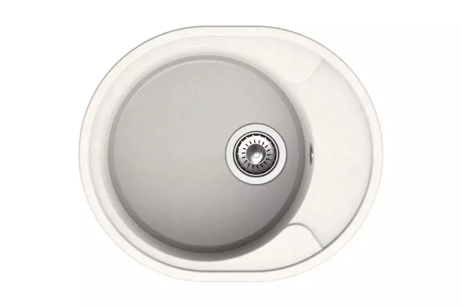 Кварцевая мойка для кухни 57х48х19 см Reflexion Allonge RF0658WH белый, овальная с крылом