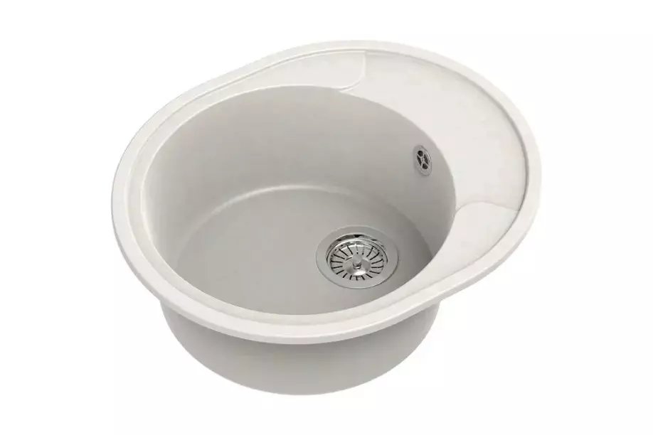 Кварцевая мойка для кухни 57х48х19 см Reflexion Allonge RF0658WH белый, овальная с крылом