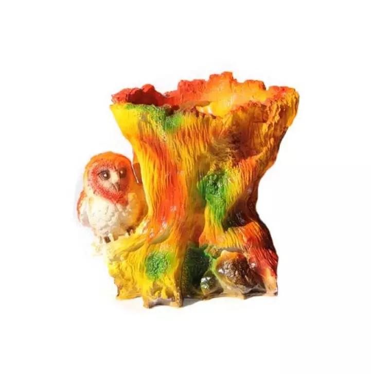 Кашпо садовое из гипса Сова на пне большая 300х300 мм 56