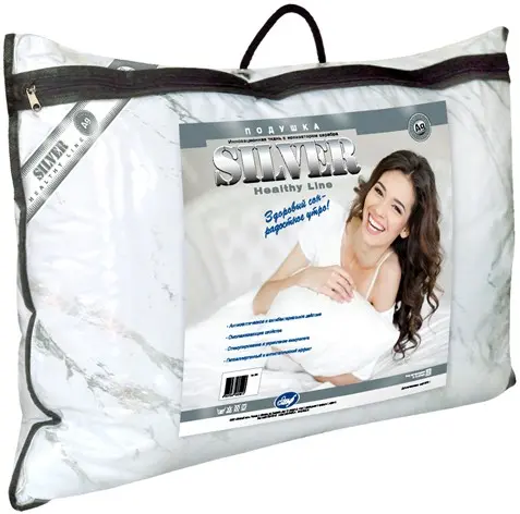 Подушка для сна 50*70 Silver в чехле из микрофибры, содержащей ионы серебра вес нап 0,8 кг