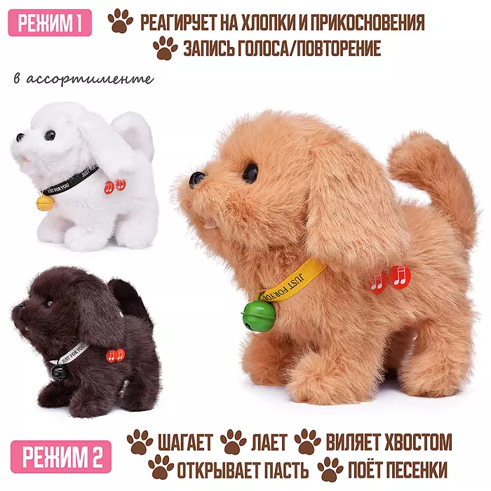 Мягка игрушка на батарейках Собака Ричи цвет в ассортименте 00-6812