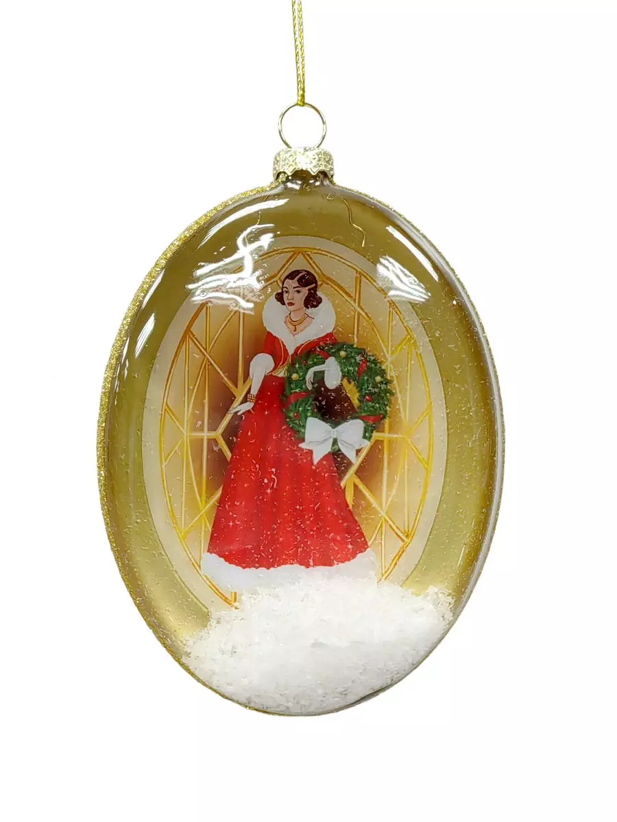 Новогоднее подвесное украшение из стекла с наполнением из пенополистирола / 9x3,5x13,7см 95572