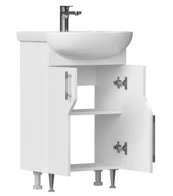 Тумба с раковиной напольная 50 см VOLNA Bruno/Бруно Т5 белый + рак. Рива 50, tnBRUN50.2D.R-01