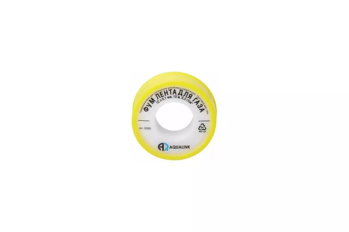 Фум лента ГАЗ 12х10000х0,1 мм, AQUALINK 02922
