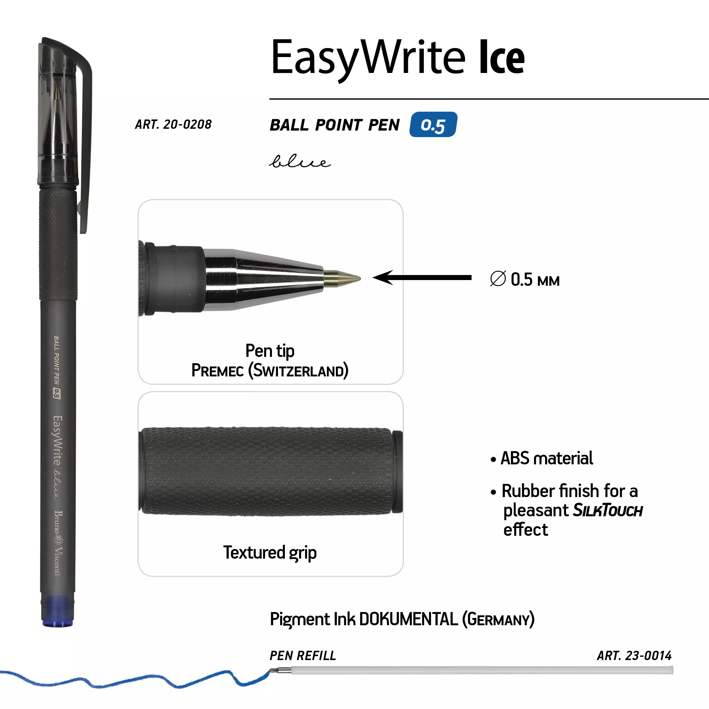 Шариковая ручка BrunoVisconti EasyWrite Ice, 0.5 мм, синяя