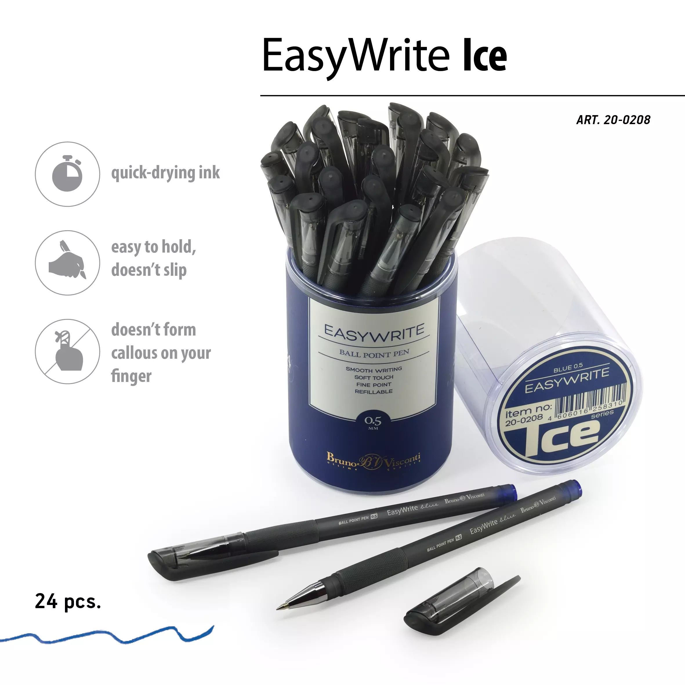 Шариковая ручка BrunoVisconti EasyWrite Ice, 0.5 мм, синяя