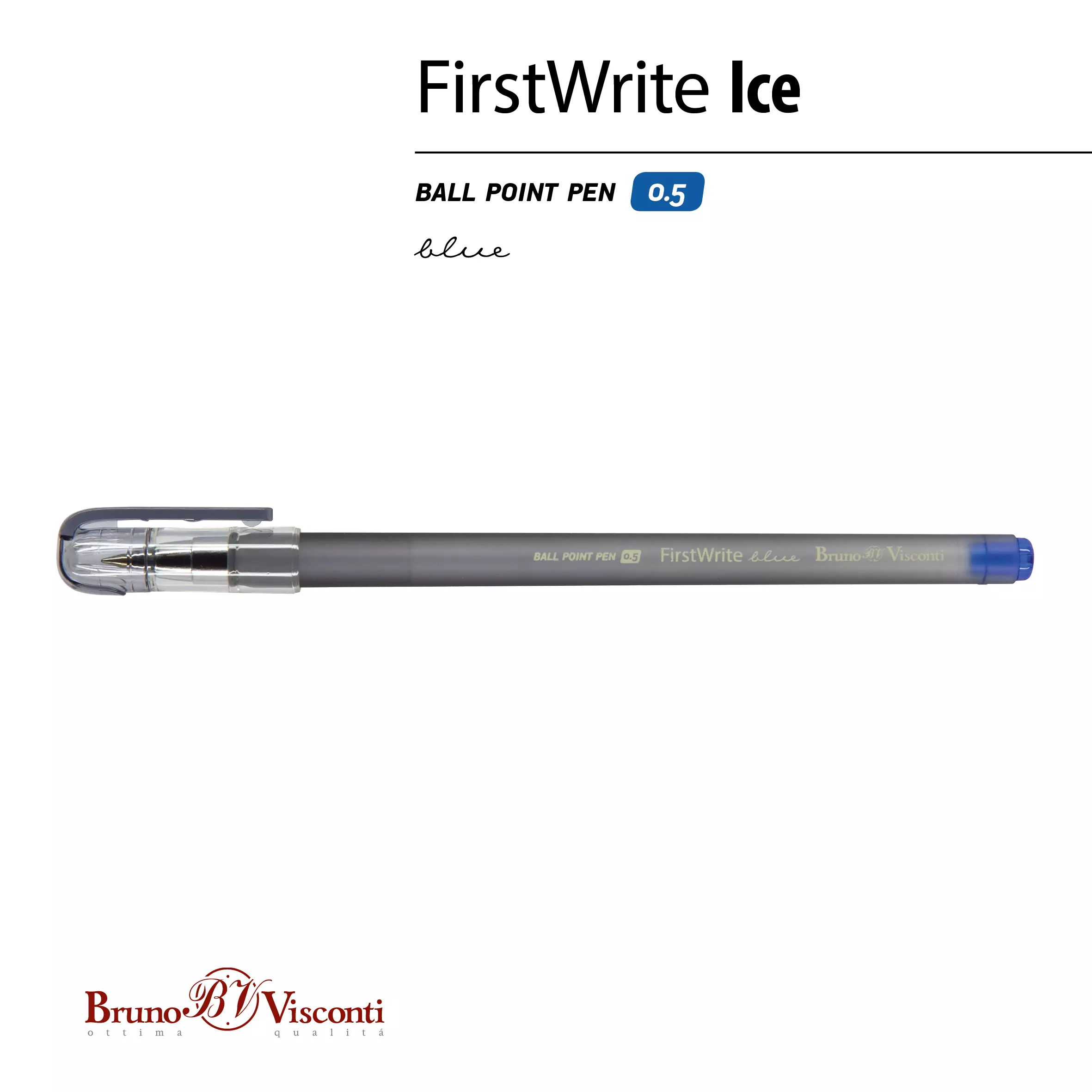 Шариковая ручка BrunoVisconti FirstWrite Ice, 0.5 мм, синяя