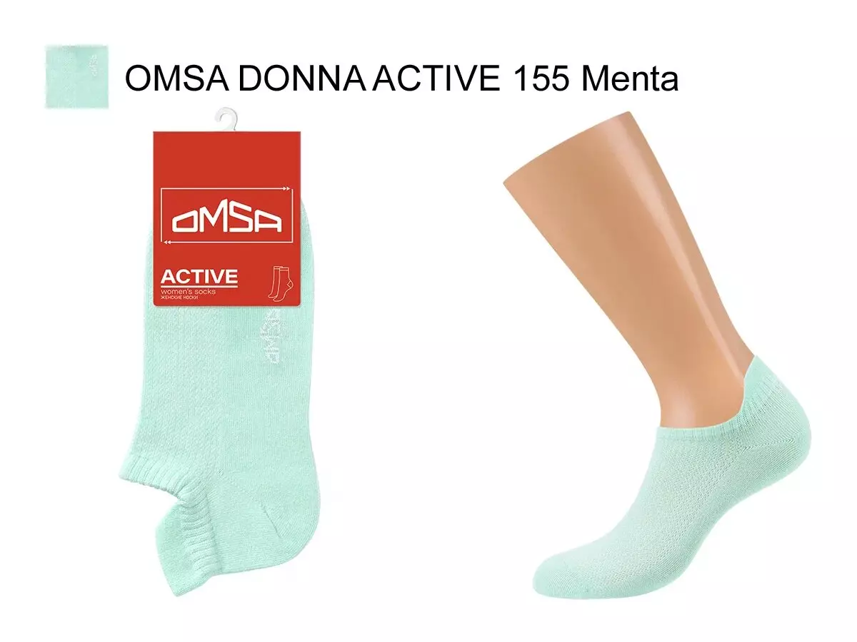 Носки женские р-р 23-25 OMSA 155 ACTIVE короткие сетка мятный