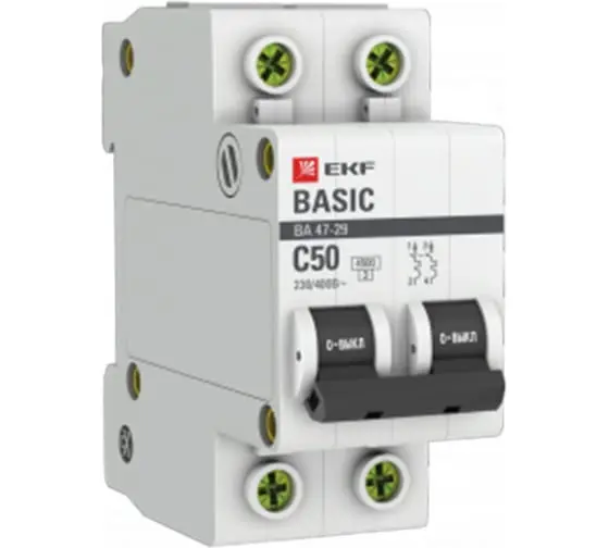 Автоматический выключатель EKF Basic mcb4729-2-50C 2P C 50А 4,5кА ВА 47-29