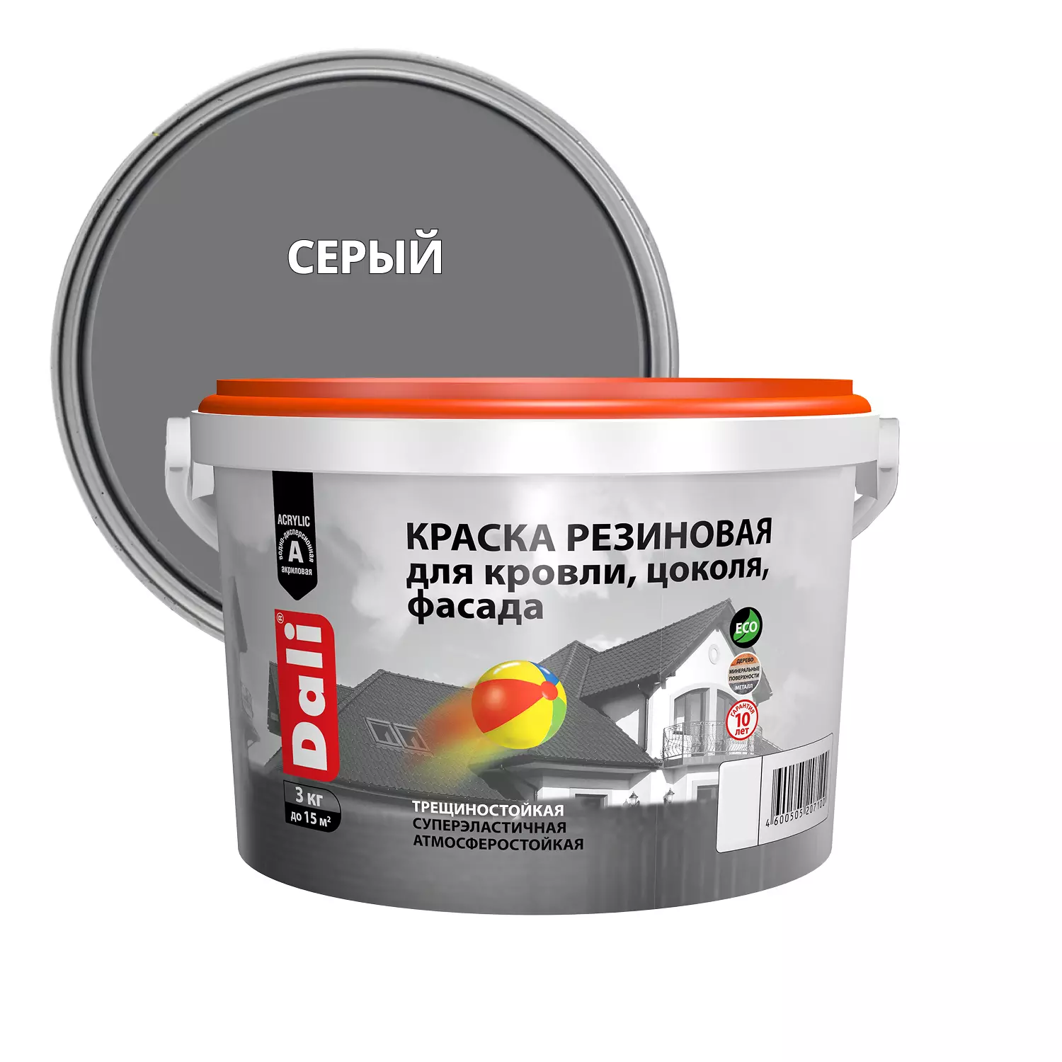 Краска резиновая Dali серый 3 кг