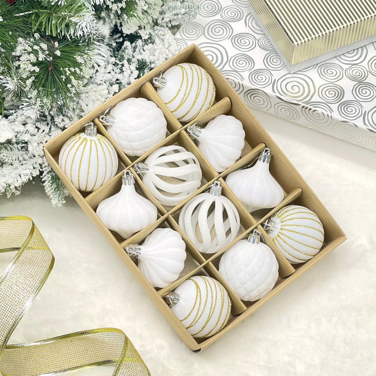 Елочные украшения Velour Восточная ночь 6 см (12 шт) белый 201-4458