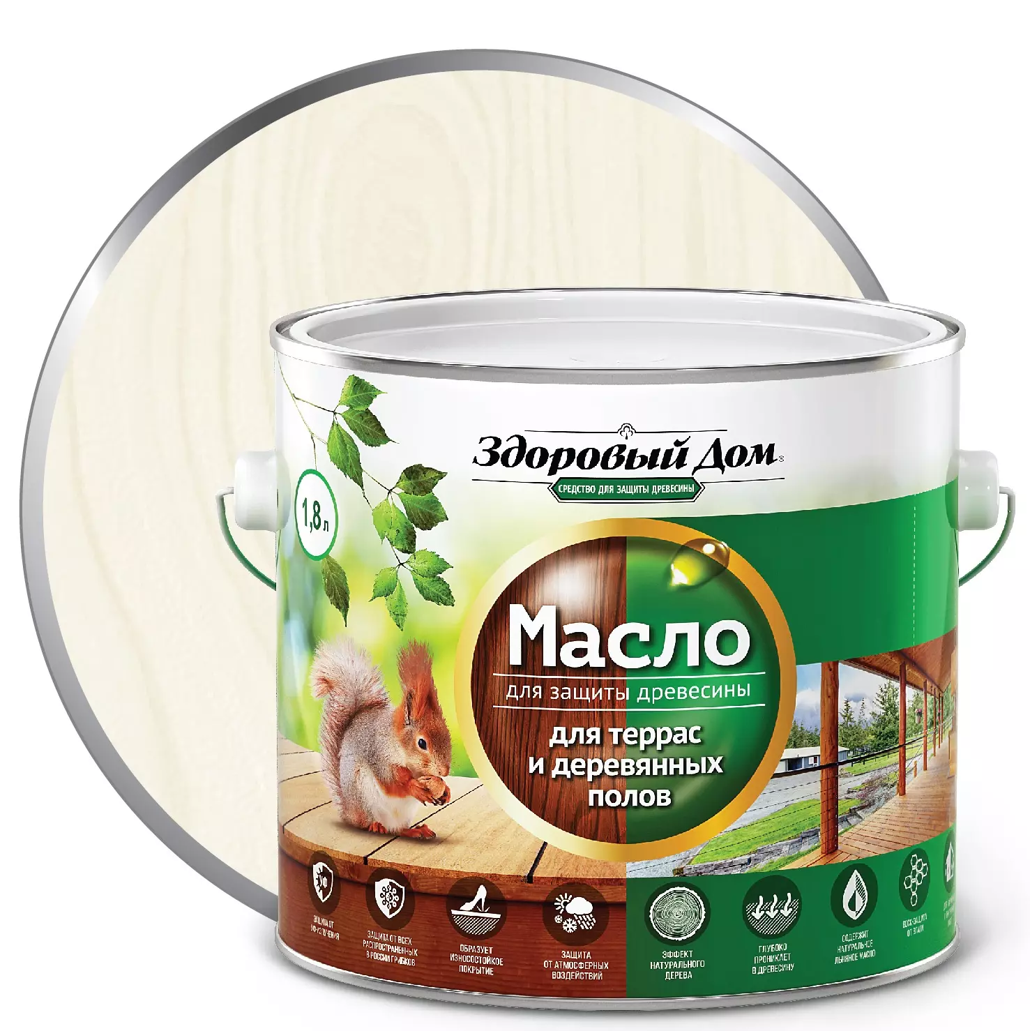 Масло для террас Здоровый Дом белый 1,8 л