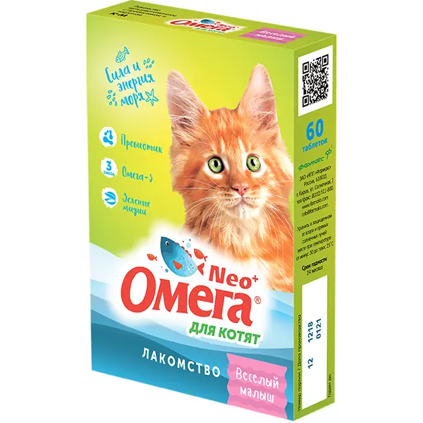 ОМЕГА NEO+ для котят 60таб пребиотиком+таурином