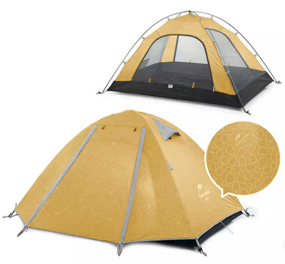 Палатка Naturehike P-Series 2-местная, алюминиевый каркас, желтая NH18Z022-P-2YE