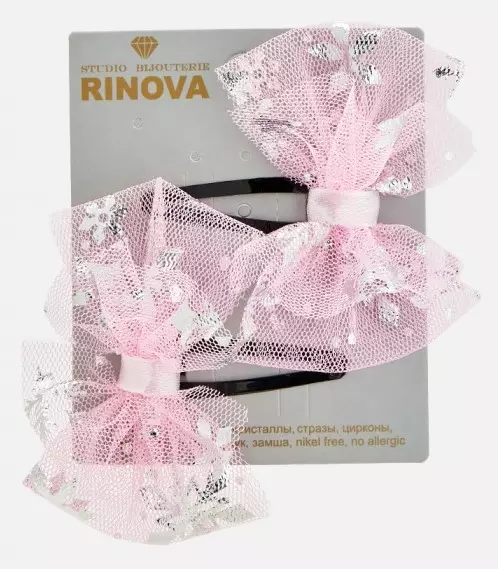 Зажим клик-клак 6 см, набор 2 шт, розовый Rinova 503115