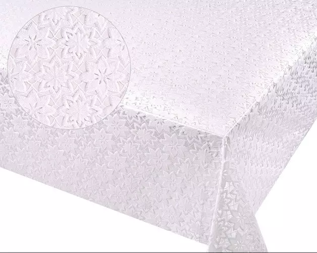 Клеенка столовая 132 см белая ажурная Dekorelle Lace 024