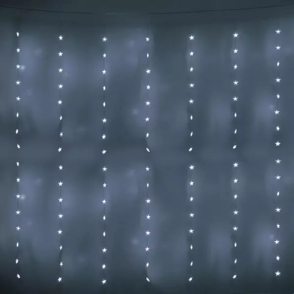 Гирлянда ЗАНАВЕС Звезды ш3* в2 м 160 ламп LED, прозр. пров, 8 реж,IP-40, Белый