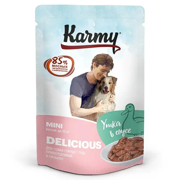 Влажный корм для собак Karmy Mini Delicious Утка в соусе 80 гр.