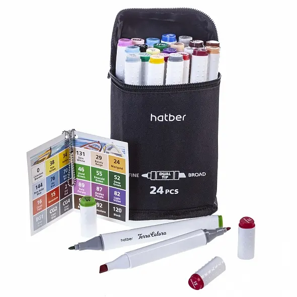 Набор двухсторонних АртМаркеров 24 цвета на спиртовой основе Hatber Sketch -Terra Colora AM_070325