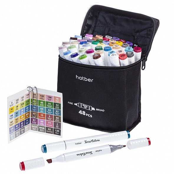Набор двухсторонних АртМаркеров 48 цветов на спиртовой основе Hatber Sketch -Terra Colora AM_070326