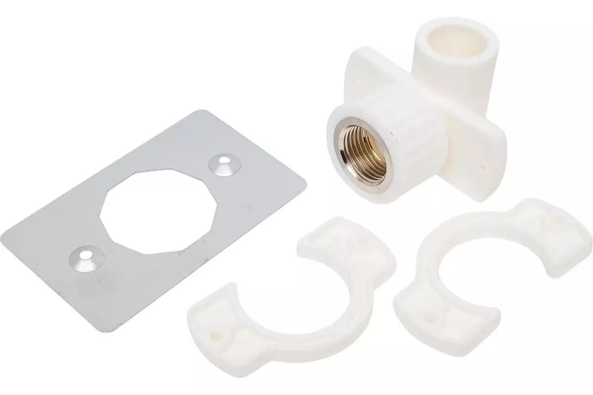 Водорозетка комбинированная с планкой под гипсокартон 20х1/2", белый PPR, RTP 30008